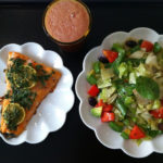 Salmon , salad and juice. Lunch 22.8.12 after an 18 hour “fasting”